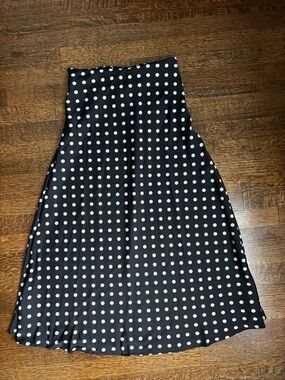 SHEIN Black and White Polka Dot A-Line Midi Skirt